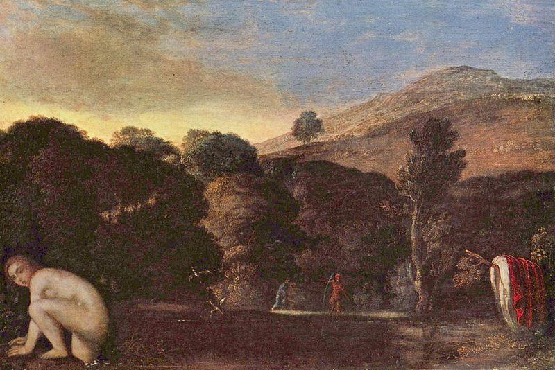 Adam  Elsheimer Landschaft mit badender Nymphe oil painting picture